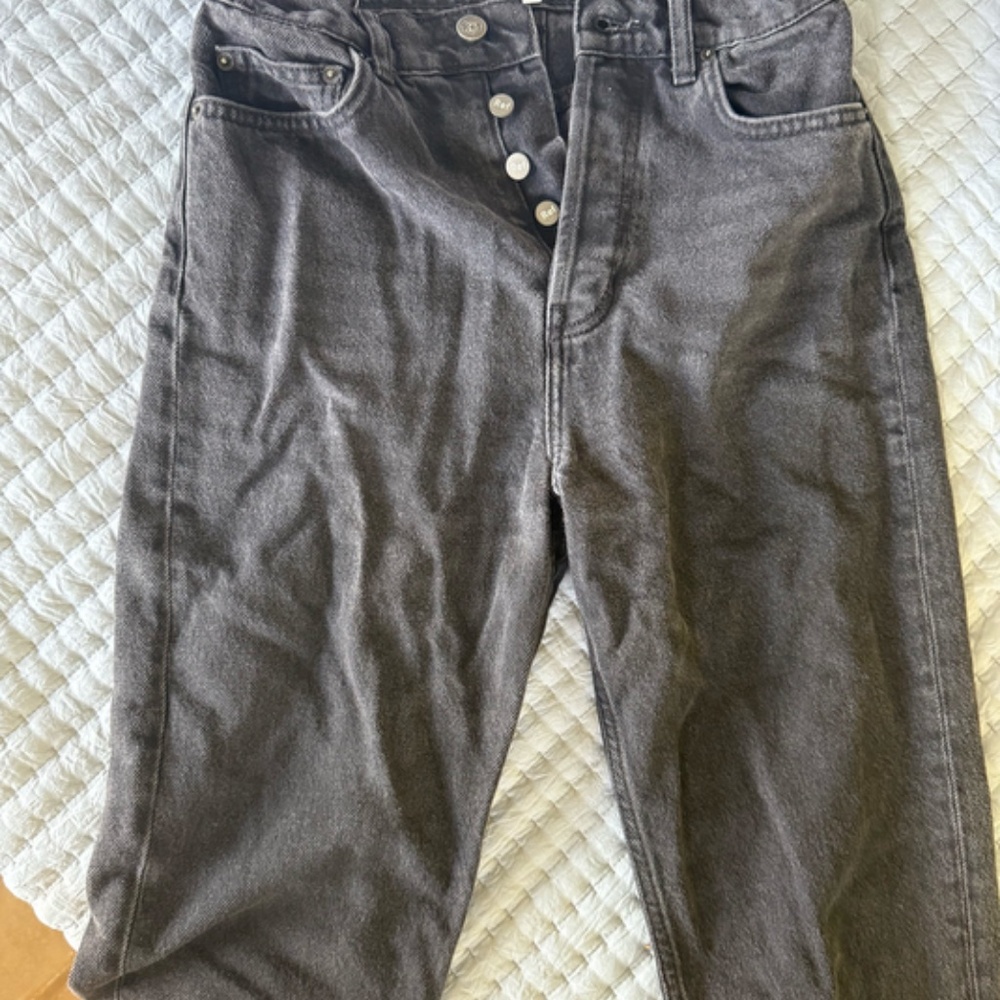Reformation Jeans Women 25 Charcoal Black Cynthia High Rise Straight Classic